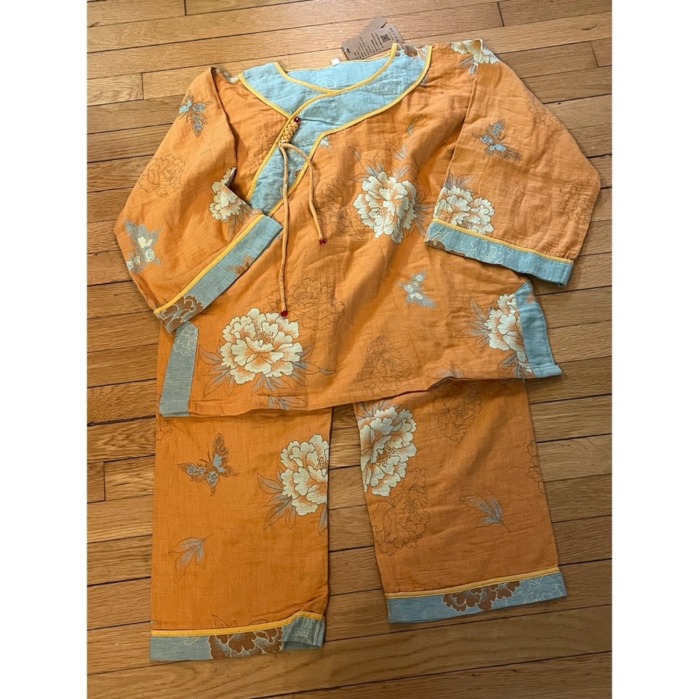 Chinese Floral Set Womens Top Pants Size L/XL - Picture 3 of 9